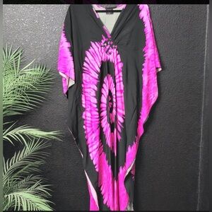 Black/Fuschia Tie Dye Swirl One Dress Size Small to Large New